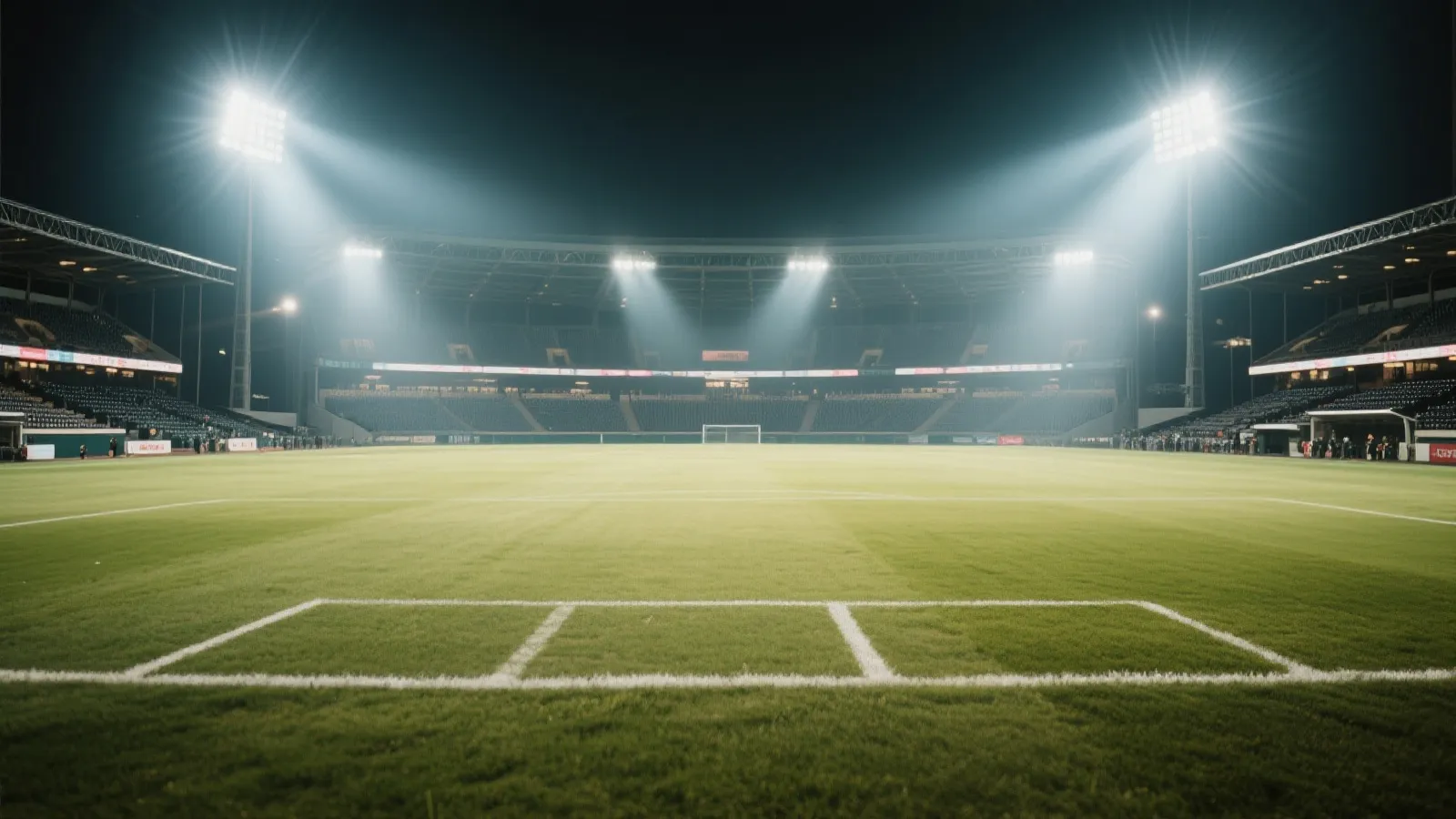 夜幕下的球场灯光